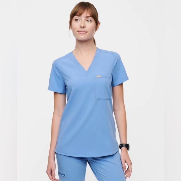 Figs Catarina One-Pocket Scrub Top Ceil Blue Size Small - Picture 2 of 8